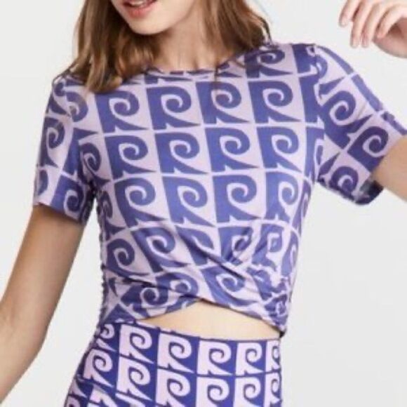 RHODE Coco Front Twist Crop Tee | Cobalt Monogram NWT - Picture 7 of 7